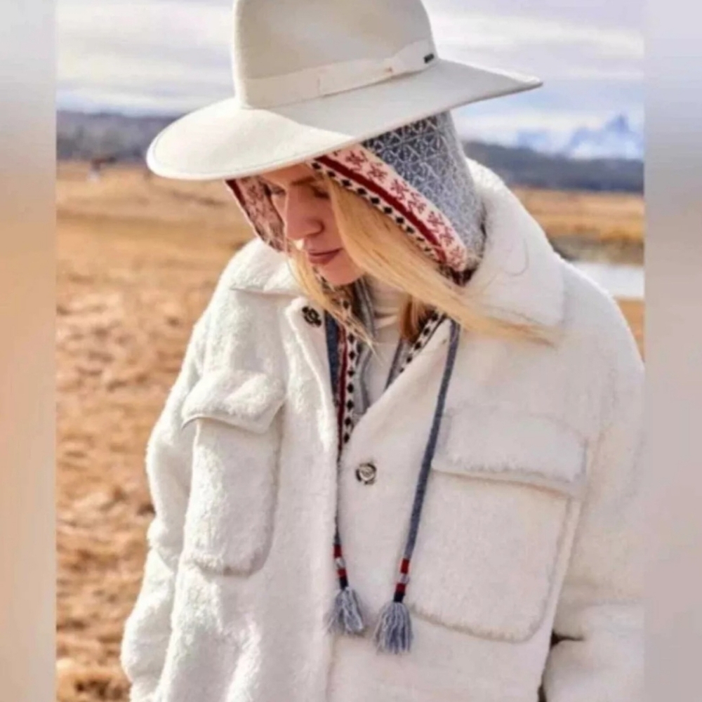 Maeve by Anthropologie Faux Fur Sherpa Drawstring Coat